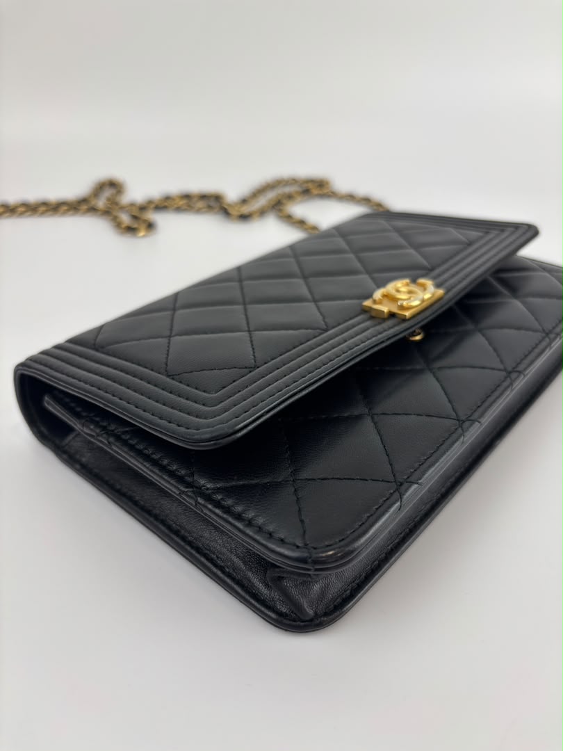 Boy Wallet on Chain Black Lambskin GHW