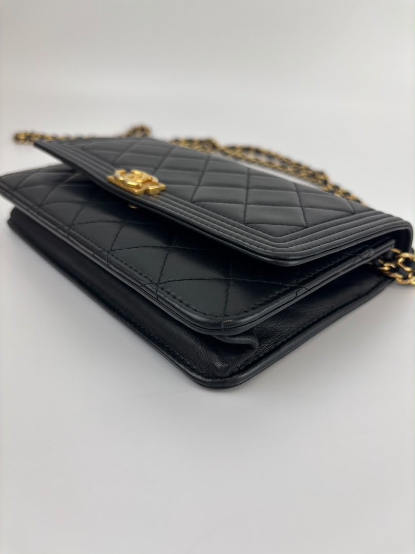 Boy Wallet on Chain Black Lambskin GHW