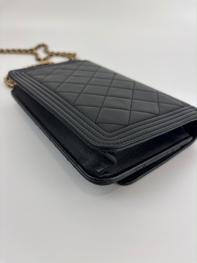 Boy Wallet on Chain Black Lambskin GHW