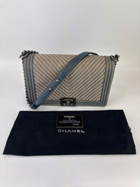 New Medium Boy Flap Chevron Denim