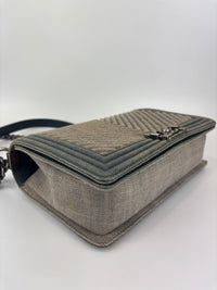 New Medium Boy Flap Chevron Denim