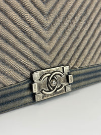 New Medium Boy Flap Chevron Denim