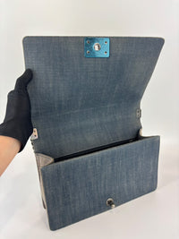 New Medium Boy Flap Chevron Denim