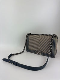 New Medium Boy Flap Chevron Denim