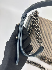 New Medium Boy Flap Chevron Denim