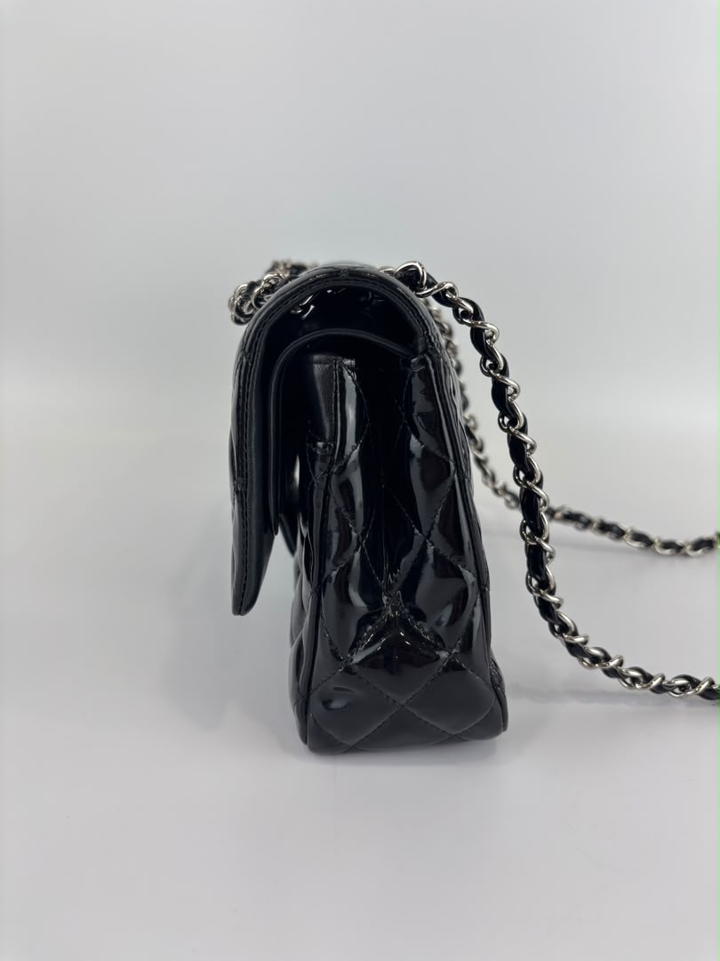 Medium Patent Leather Classic Double Flap SHW