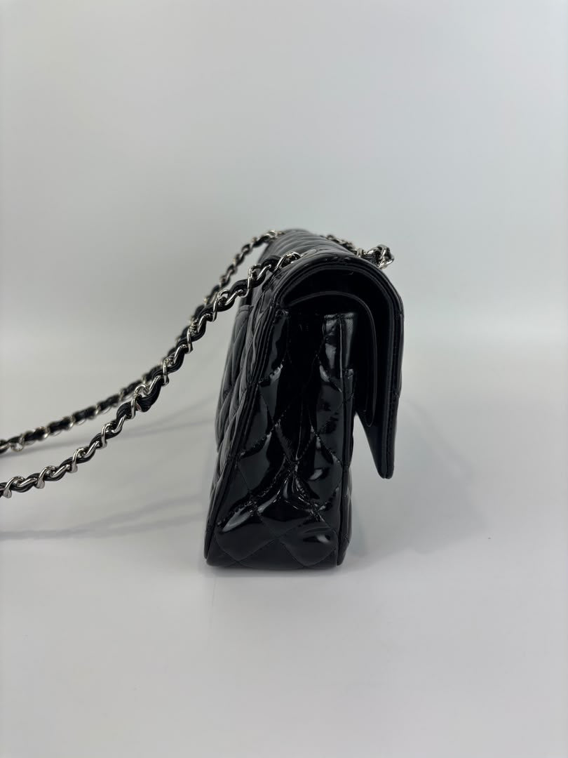 Medium Patent Leather Classic Double Flap SHW