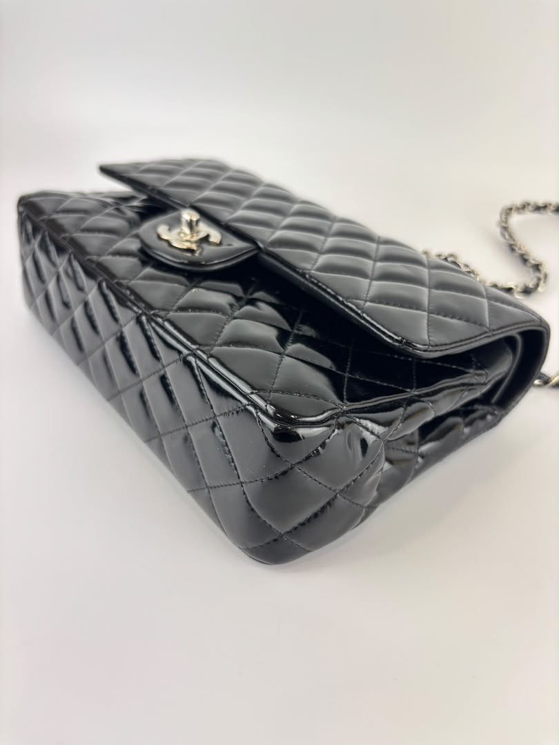Medium Patent Leather Classic Double Flap SHW