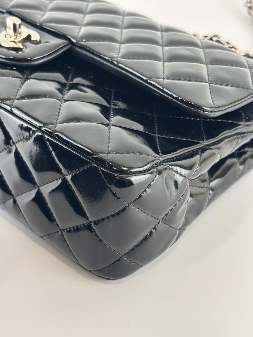 Medium Patent Leather Classic Double Flap SHW