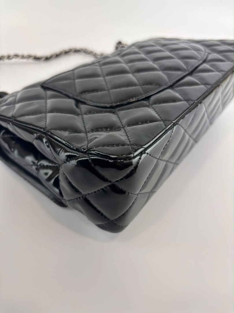Medium Patent Leather Classic Double Flap SHW