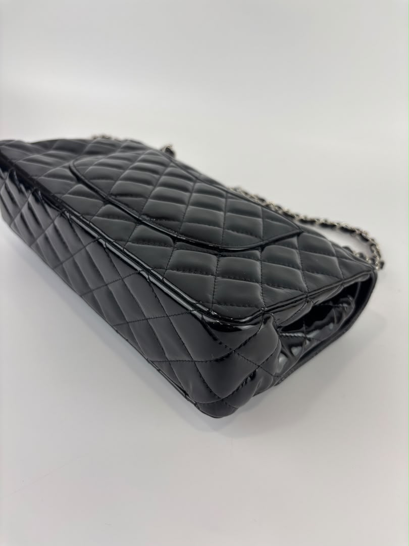 Medium Patent Leather Classic Double Flap SHW