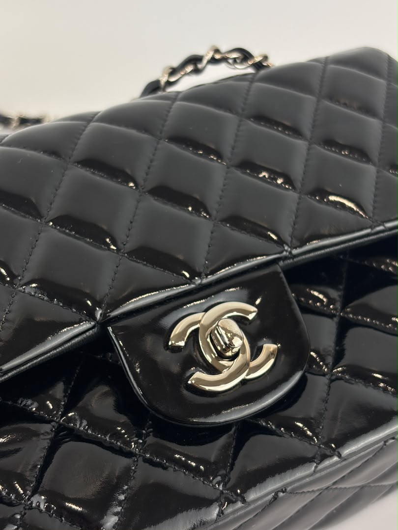 Medium Patent Leather Classic Double Flap SHW