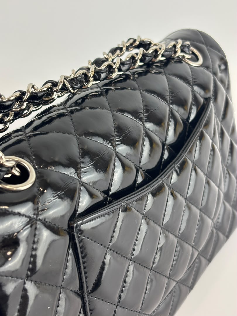 Medium Patent Leather Classic Double Flap SHW