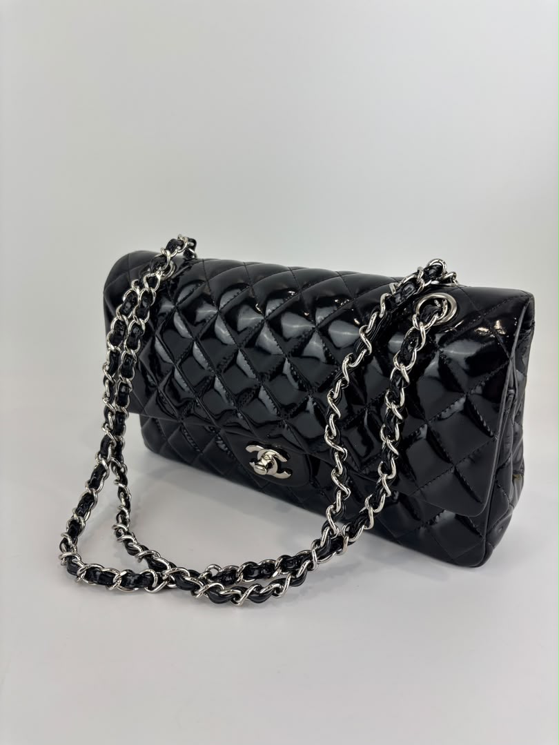 Medium Patent Leather Classic Double Flap SHW