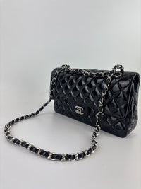 Medium Patent Leather Classic Double Flap SHW