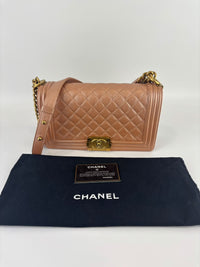 Old Medium Boy Flap Iridescent Peach Calfskin GHW