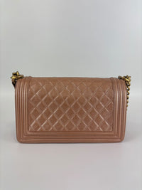 Old Medium Boy Flap Iridescent Peach Calfskin GHW