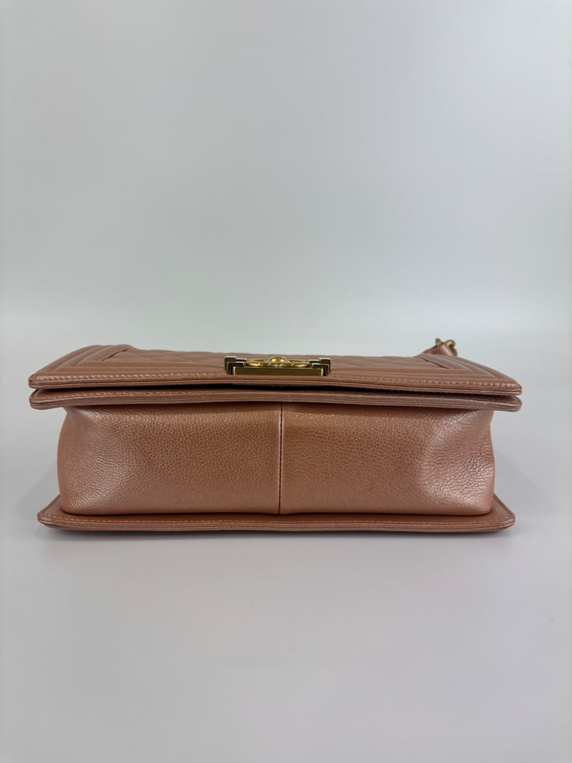 Old Medium Boy Flap Iridescent Peach Calfskin GHW
