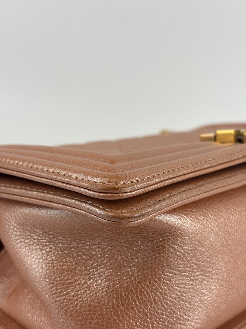 Old Medium Boy Flap Iridescent Peach Calfskin GHW