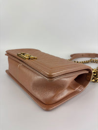 Old Medium Boy Flap Iridescent Peach Calfskin GHW