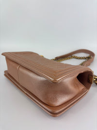Old Medium Boy Flap Iridescent Peach Calfskin GHW