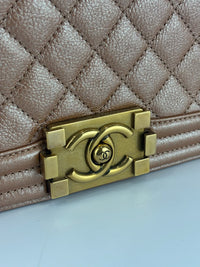 Old Medium Boy Flap Iridescent Peach Calfskin GHW