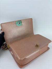 Old Medium Boy Flap Iridescent Peach Calfskin GHW