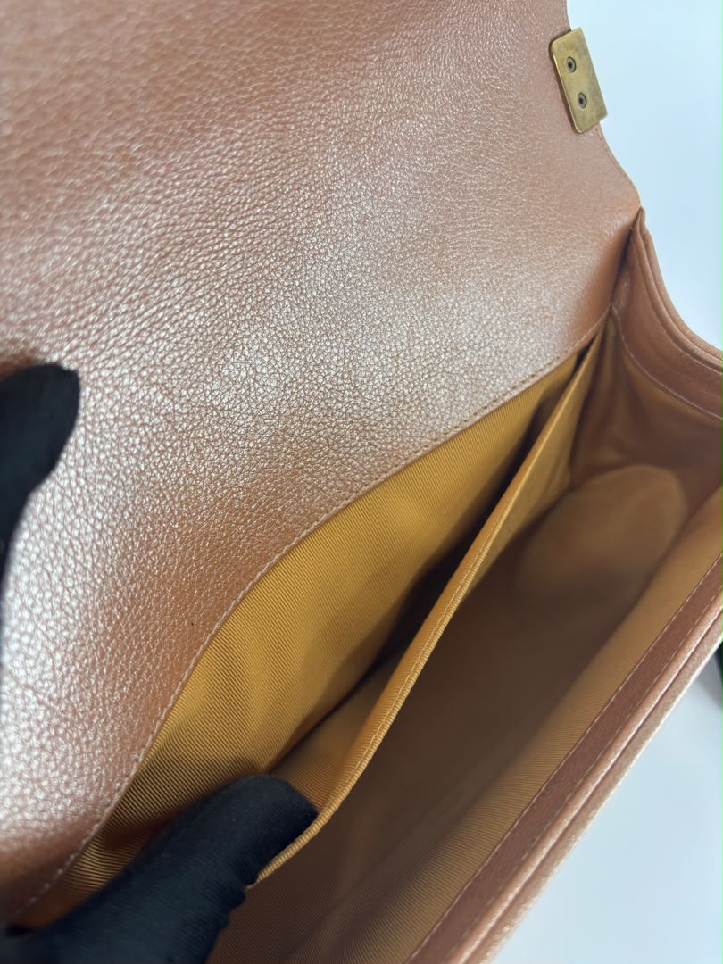 Old Medium Boy Flap Iridescent Peach Calfskin GHW