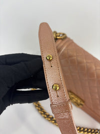 Old Medium Boy Flap Iridescent Peach Calfskin GHW