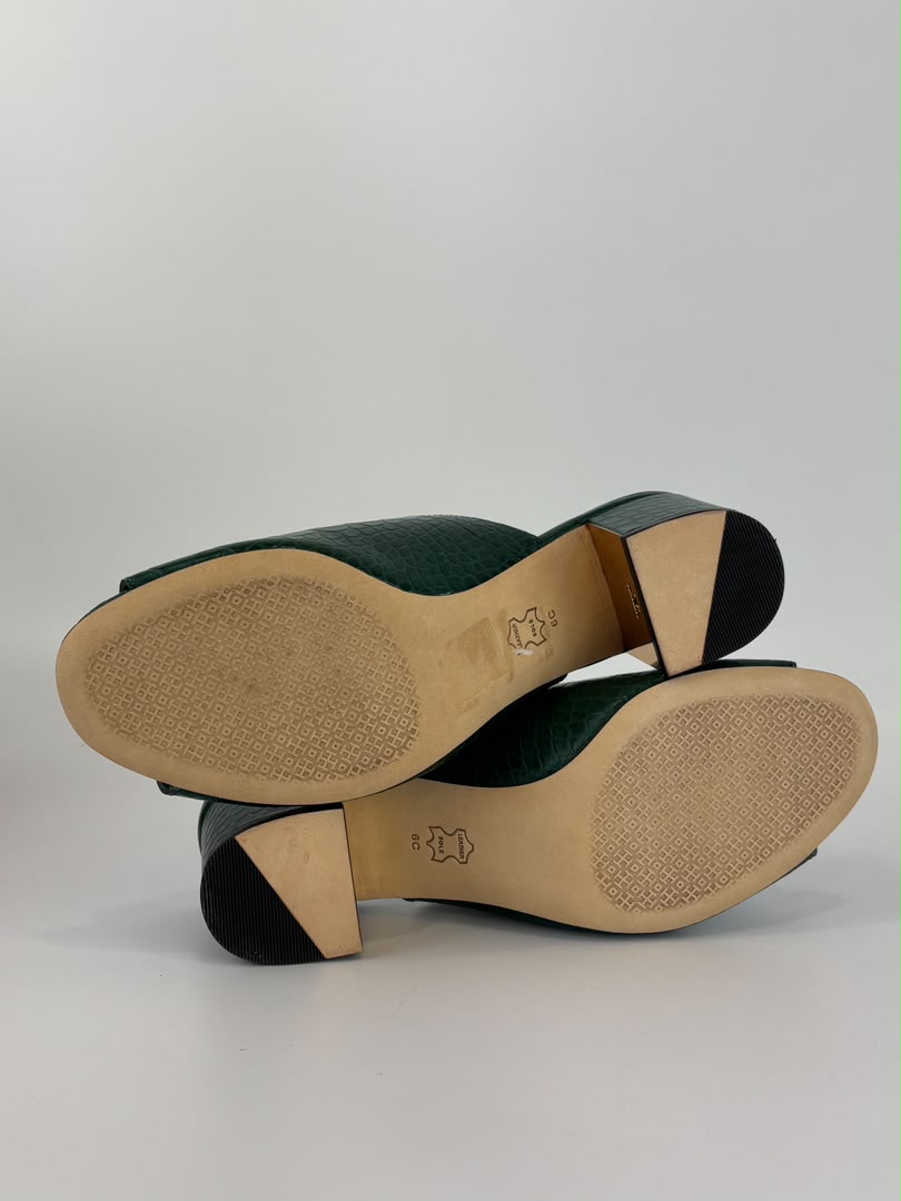 Martine 55mm Sandal Croc Embossed Pine Grove Size 6 US