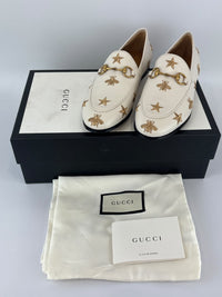 Goatskin Bee Star Embroidered Jordaan Loafers Mystic White Size 35.5