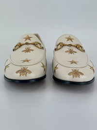 Goatskin Bee Star Embroidered Jordaan Loafers Mystic White Size 35.5