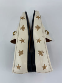 Goatskin Bee Star Embroidered Jordaan Loafers Mystic White Size 35.5