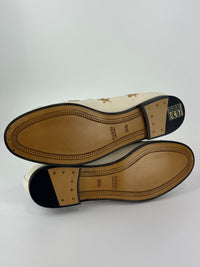 Goatskin Bee Star Embroidered Jordaan Loafers Mystic White Size 35.5