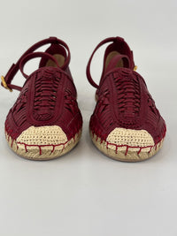 Woven Leather Scarab Beetle Accent Espadrille Size 36