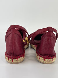 Woven Leather Scarab Beetle Accent Espadrille Size 36