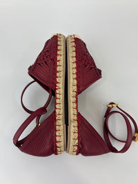 Woven Leather Scarab Beetle Accent Espadrille Size 36