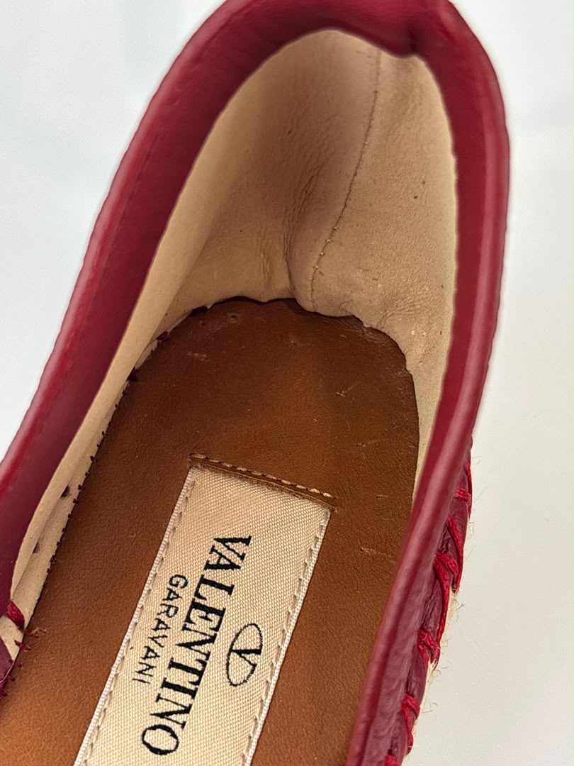 Woven Leather Scarab Beetle Accent Espadrille Size 36