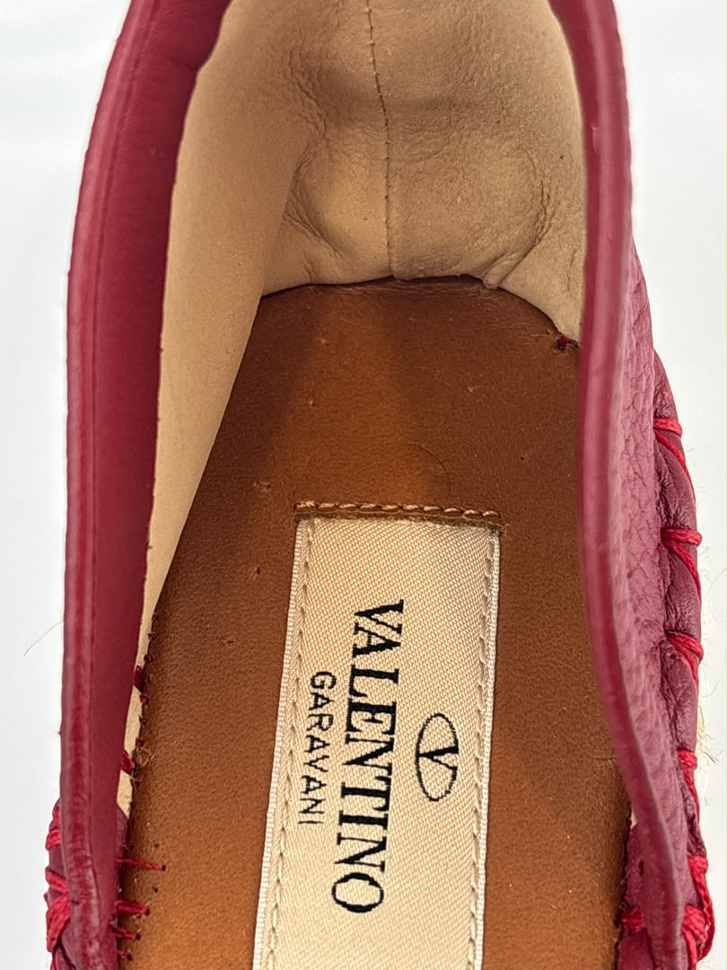 Woven Leather Scarab Beetle Accent Espadrille Size 36