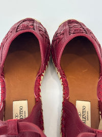 Woven Leather Scarab Beetle Accent Espadrille Size 36