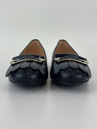 Ballerina Navy Blue Leather/Patent Fringe Detail Size 35.5