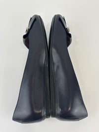 Ballerina Navy Blue Leather/Patent Fringe Detail Size 35.5