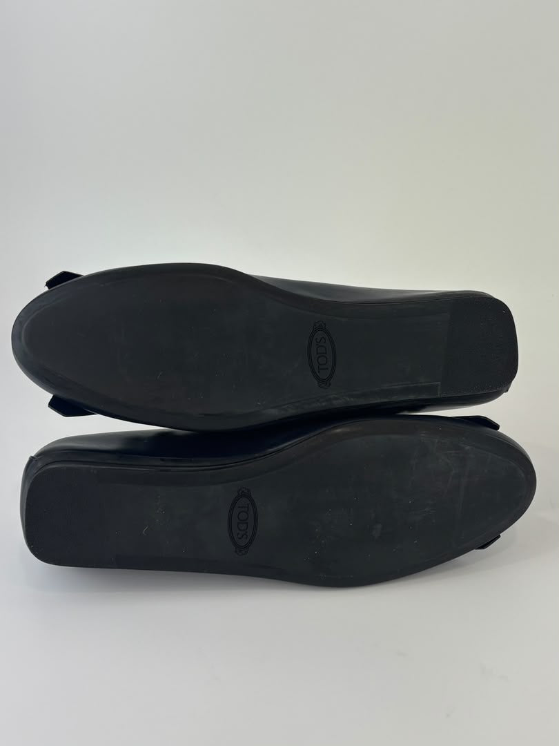 Ballerina Navy Blue Leather/Patent Fringe Detail Size 35.5