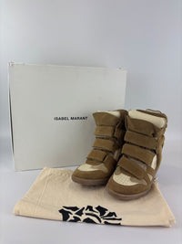 Bekett Suede Wedge Sneaker in Beige Size 35
