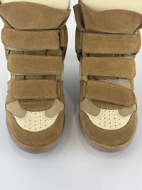 Bekett Suede Wedge Sneaker in Beige Size 35