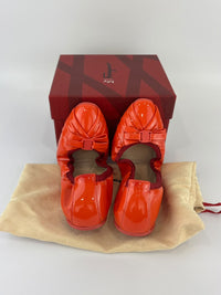 My Joyful Foldable Orange Patent Ballet Flats Size 5.5
