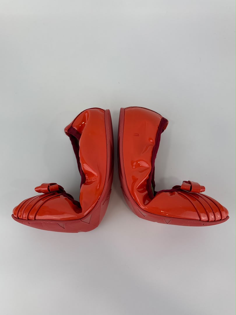 My Joyful Foldable Orange Patent Ballet Flats Size 5.5
