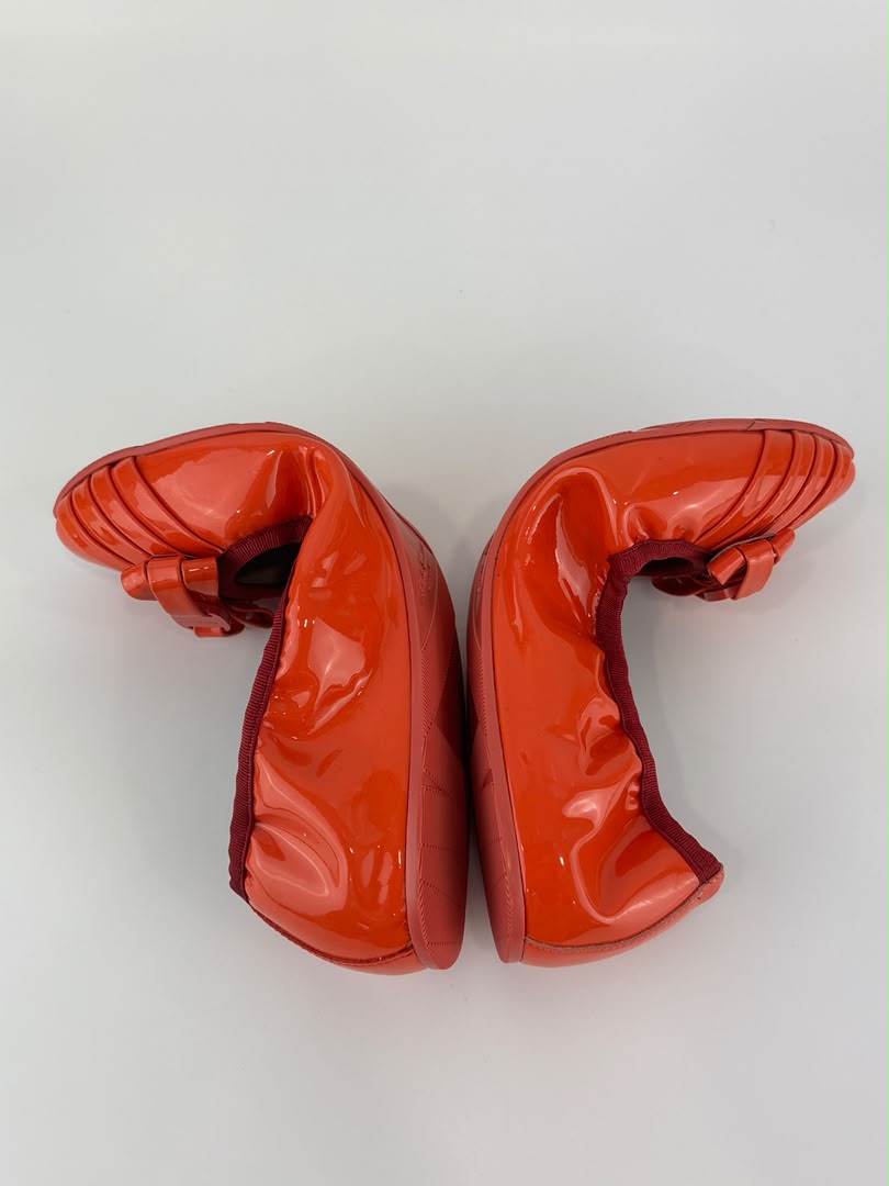 My Joyful Foldable Orange Patent Ballet Flats Size 5.5
