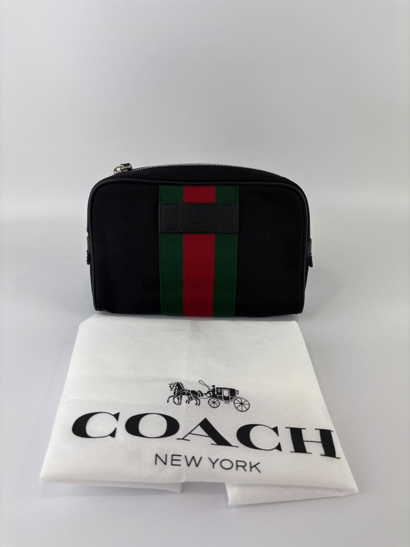 Techno Web Stripe Black Canvas Belt Bag