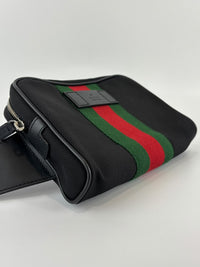 Techno Web Stripe Black Canvas Belt Bag